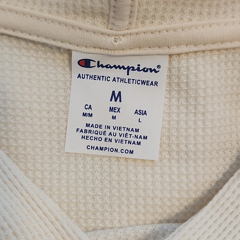 Champion Waffle Hoodie, Cream, Off White, Medium - Picture 2 of 5